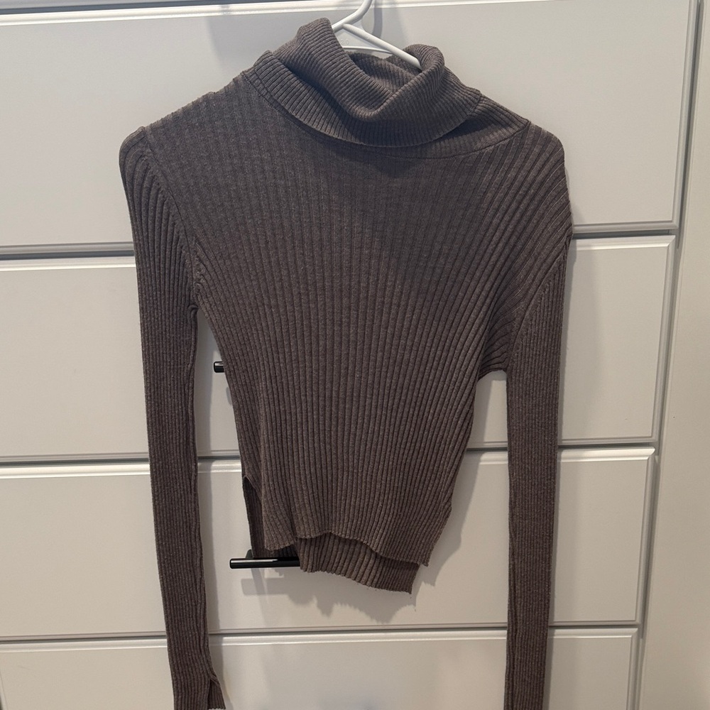 Vici Chocolate Ribbed Turtleneck Sweater